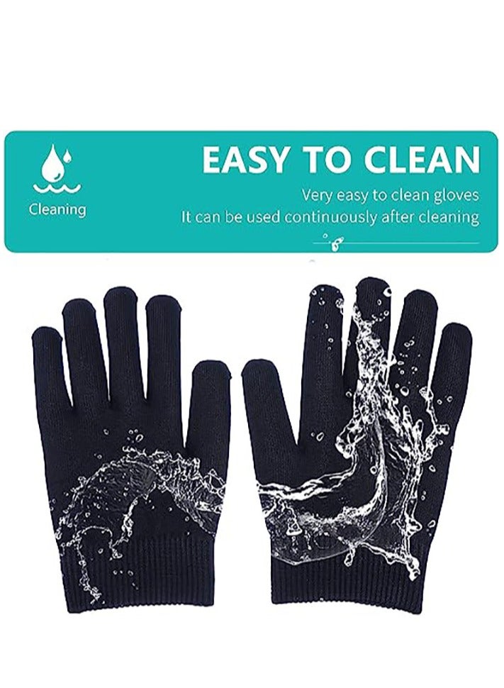 Moisturizing Socks and Gloves Set Soft Cotton with Thermoplastic Gel Repair and Heal Eczema Cracked Dry Skin Gel Lining Infused with Essential Oils and Vitamins Large Size  Black