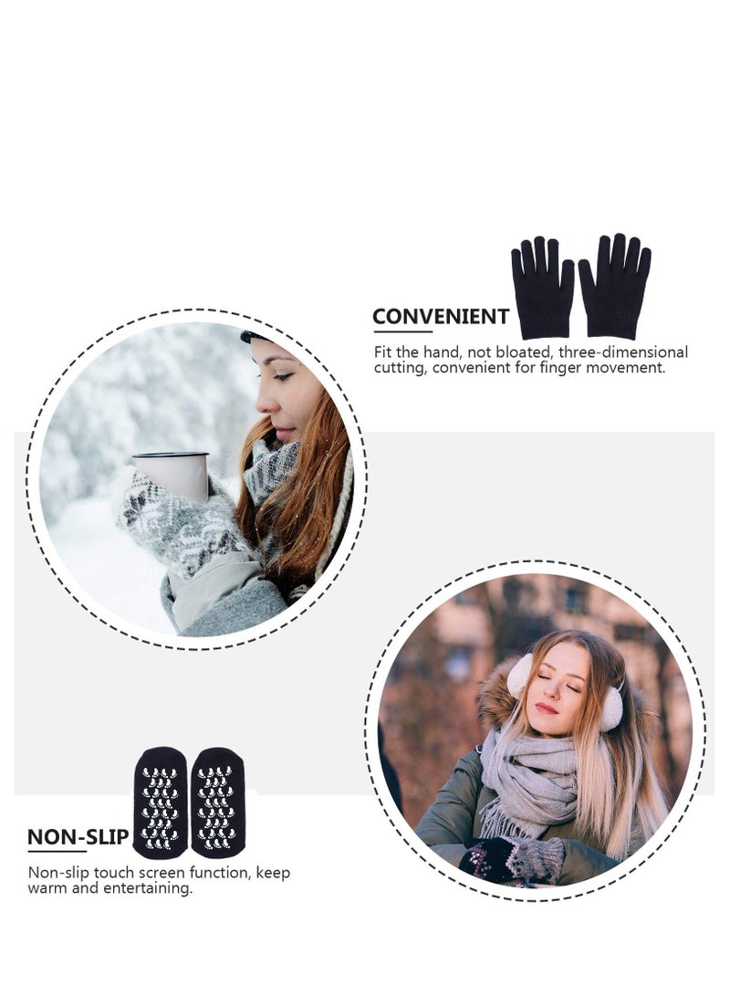 Moisturizing Socks and Gloves Set Soft Cotton with Thermoplastic Gel Repair and Heal Eczema Cracked Dry Skin Gel Lining Infused with Essential Oils and Vitamins Large Size  Black