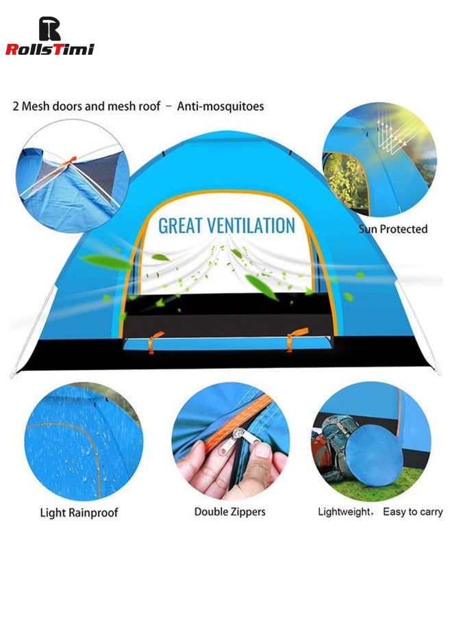 Portable Automatic Pop Up Outdoor Camping Tent For 3 To 4 People Blue