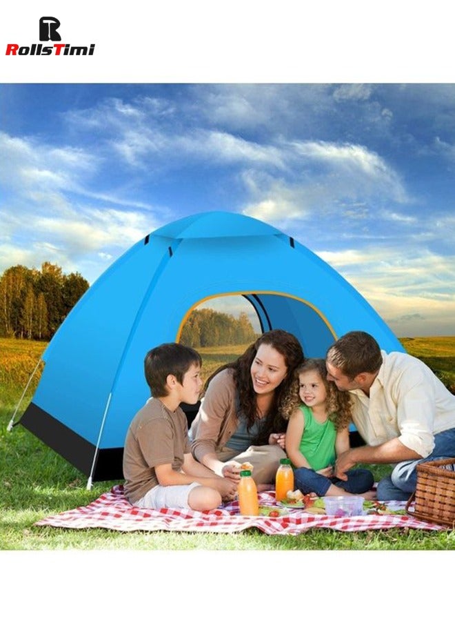 Portable Automatic Pop Up Outdoor Camping Tent For 3 To 4 People Blue