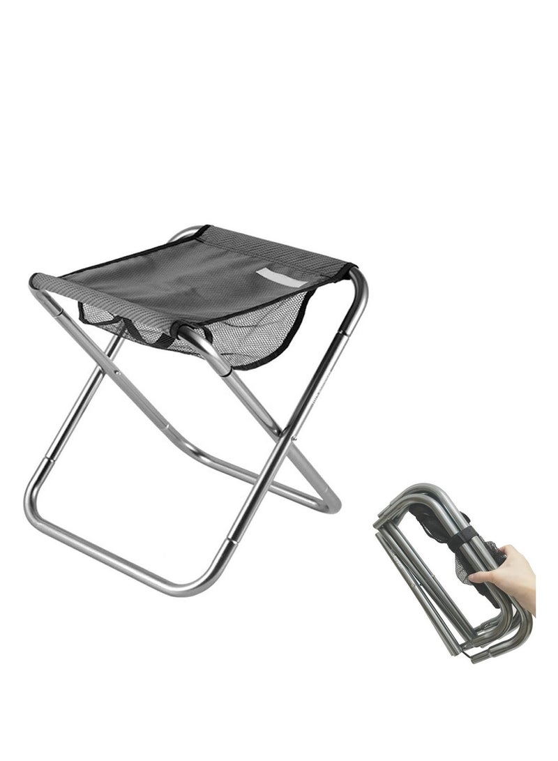 Portable Camping Stool, Camping Fishing Stool, Supports Up Large Size Lightweight Stool, Suitable for Adults Fishing Hiking Gardening and Beach with Carry Bag (Grey）