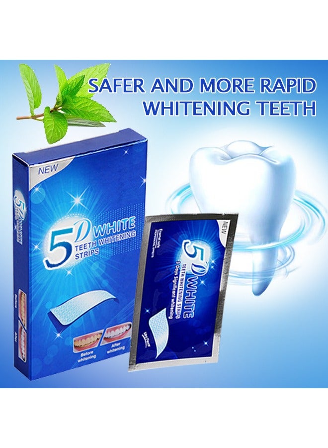 5D White Teeth Whitening Strips, Oral Hygiene Care Strip for false Teeth Dental Bleaching System Gel （7 Sets）