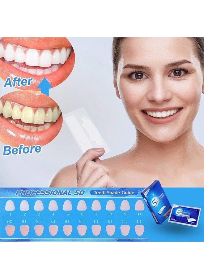 5D White Teeth Whitening Strips, Oral Hygiene Care Strip for false Teeth Dental Bleaching System Gel （7 Sets）