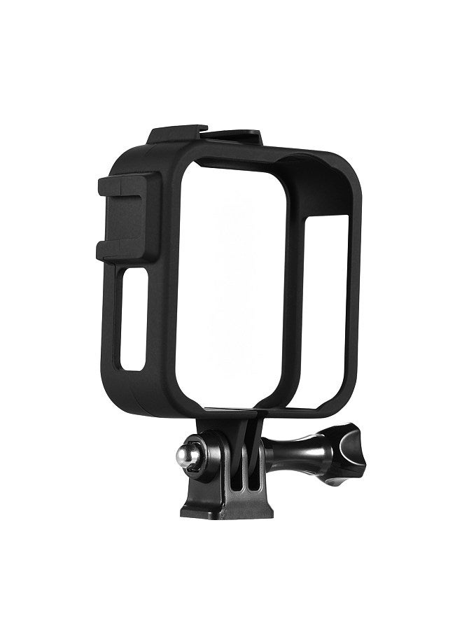 Action Camera Case Plastic Protective Frame Housing Vlog Cage with Dual Cold Shoe Mounts Compatible with GoPro Max Sports Camera