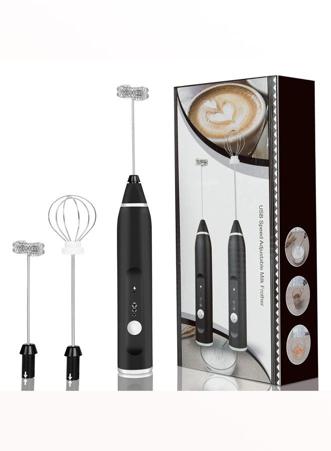 USB Speed Adjustable Milk Frother Electric Milk Frother, Egg Beater With Stainless Whisks