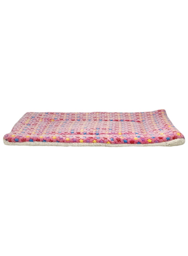 Sleeping Mat with Double-sided plush, Soft material, Machine Washable, Comfortable, and Breathable, Pet Blanket with Star pattern, Easy to carry, Suitable for medium and large pets, 100 cm (Pink)
