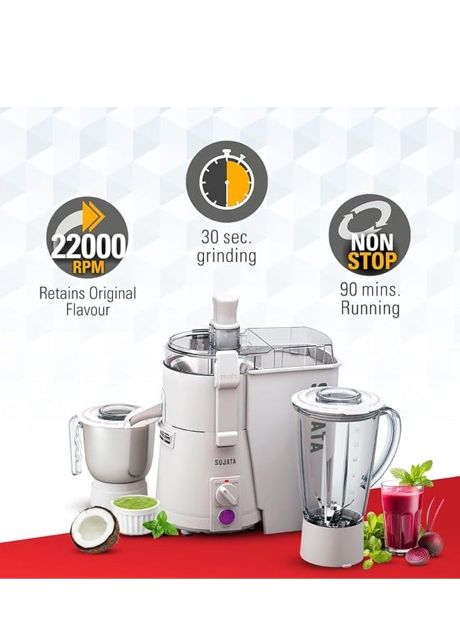 Powermatic Maxima 900 Watts 4 In 1 Juicer Mixer Grinder With 3 Jars (White)