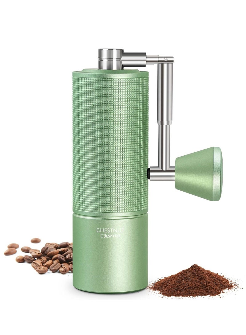 Chestnut C3S ESP Hand Coffee Grinder, Stainless Steel S2C Conical Burr Manual Coffee Grinder with Foldable Handle, Adjustable Grind Setting for Espresso to French Press (Green)