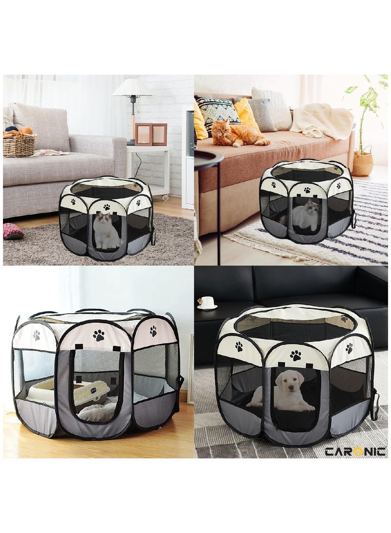 Portable Foldable Pet Dog Cat Puppy Playpen Crates Kennel Top Removable Zipper Mesh For Indoor Outdoor Travel Camping Use