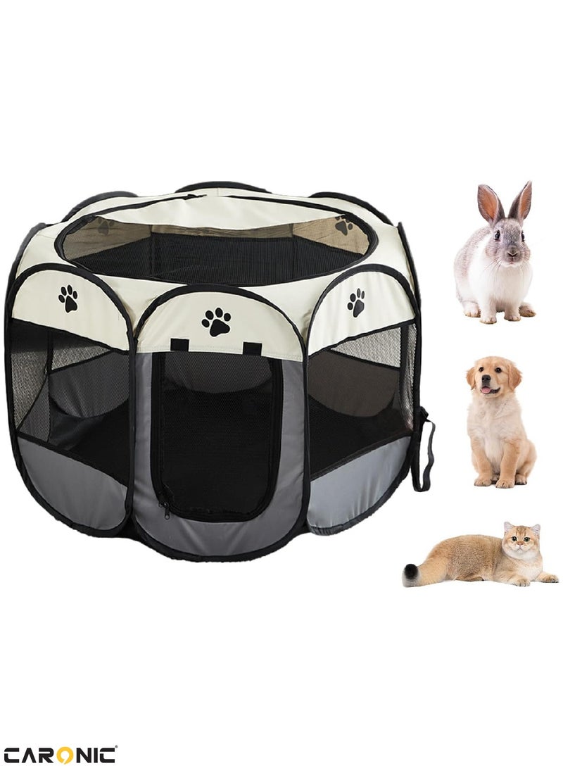 Portable Foldable Pet Dog Cat Puppy Playpen Crates Kennel Top Removable Zipper Mesh For Indoor Outdoor Travel Camping Use