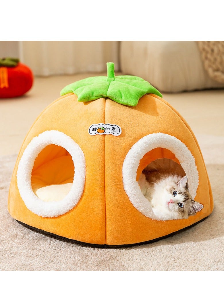 Two Cat Nests, Persimmon Wishful, Warm in Winter, Large Space Capacity, Semi-Closed Cat Nests, Fluffy Models