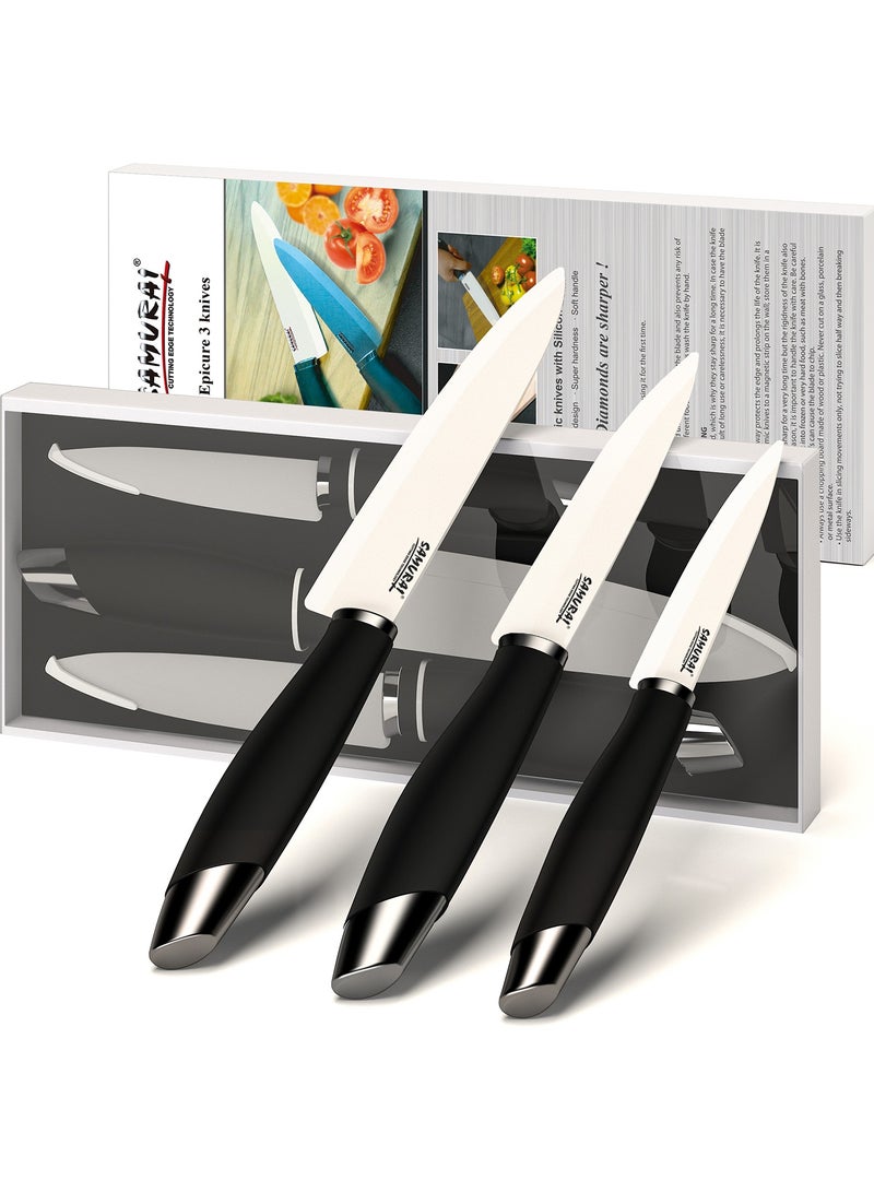 SAMURAI 3-pcs Ceramic knife set, white blade