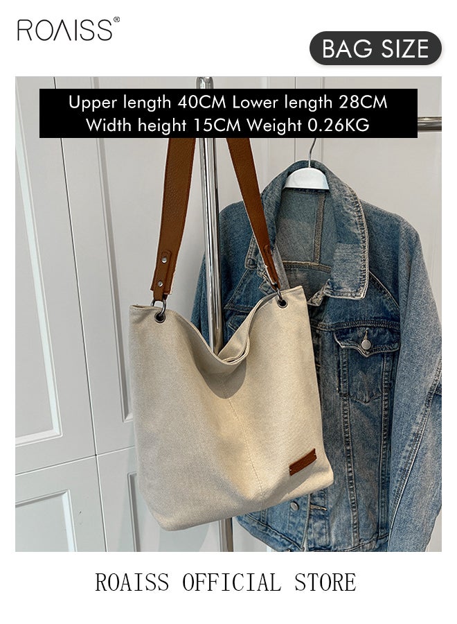 Large-Capacity Canvas Bag for Women Can Be Used As A Cross-Body Bag Fashionable and Versatile Retro Casual Tote Bag