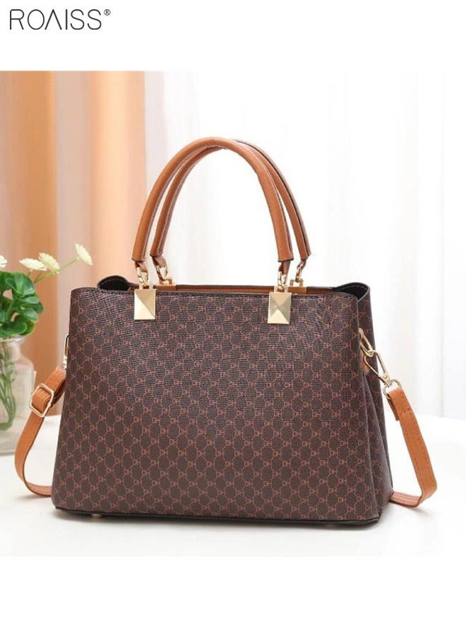 Women's Fashionable Checkered Crossbody Bag Pu Leather Handbag With Exquisite Pendant Accessories