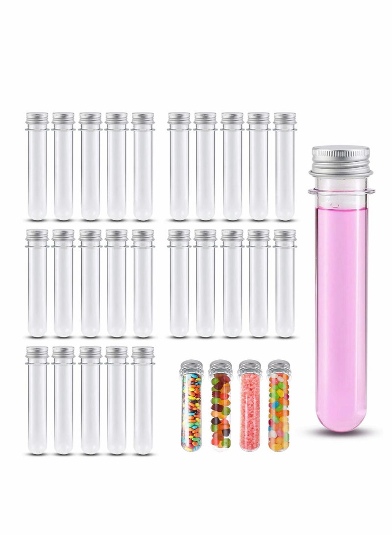 Clear Plastic Test Tubes, 25 Pcs 31x140mm(40ml) Test Tubes with Screw Caps