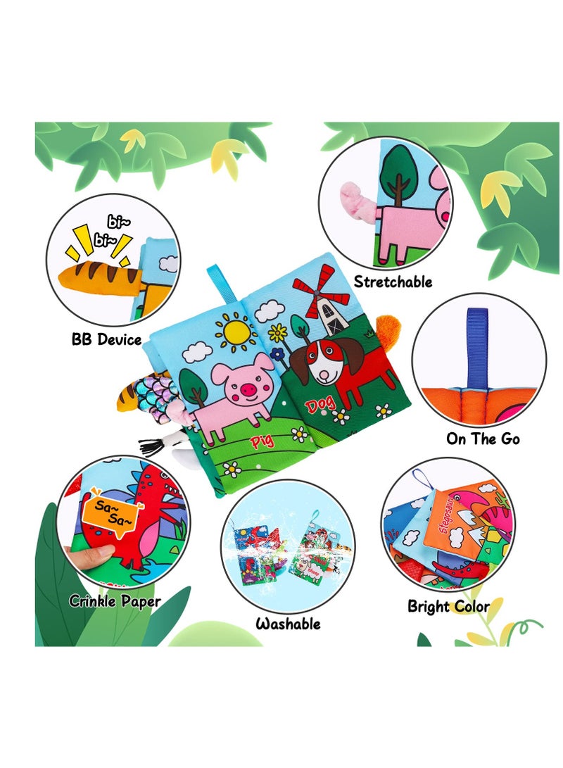 2 PCS Baby Books Toys, Babies Touch and Feel Crinkle Cloth Books, 0-6 Months Interactive Sensory Baby Toys, Suitable for 0-3-6 Months Infant Newborn Baby Boy Girl Shower Gifts Set