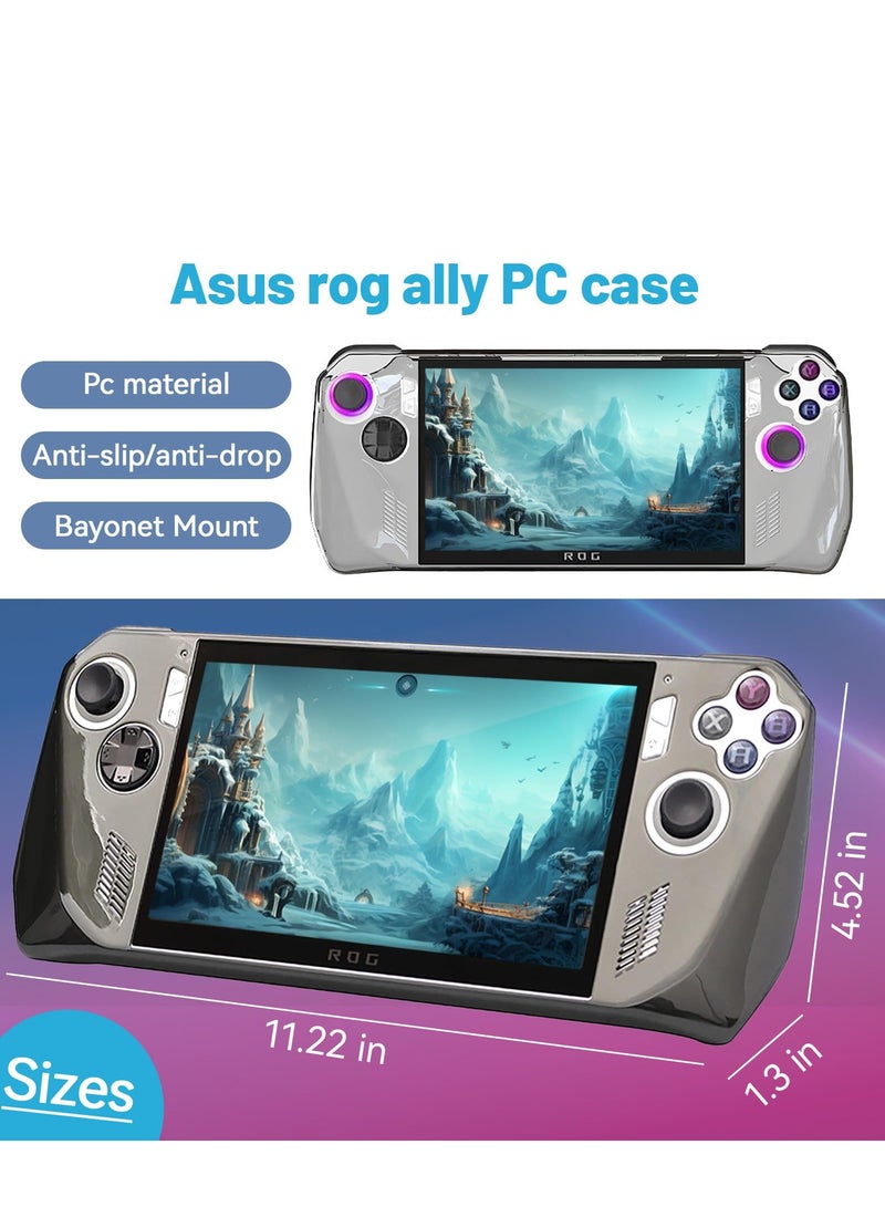 Transparent PC Crystal Protective Case for Rog Ally with Kickstand, Shockproof Non-Slip Anti-Collision Crystal Protective Case, Suitable for Rog Ally(3PCS: 1 Protective Film +2 Tempered Film)