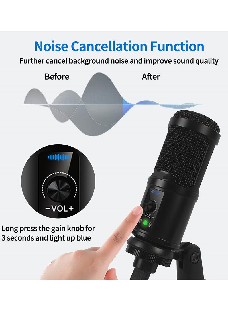 USB Microphone, With Built-In Headphone Jack & Volume Control, PC Microphone for Gaming Recording Streaming Voiceover