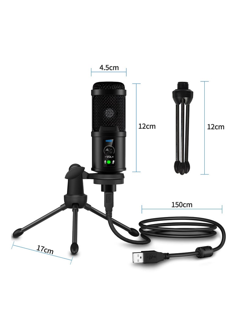 USB Microphone, With Built-In Headphone Jack & Volume Control, PC Microphone for Gaming Recording Streaming Voiceover