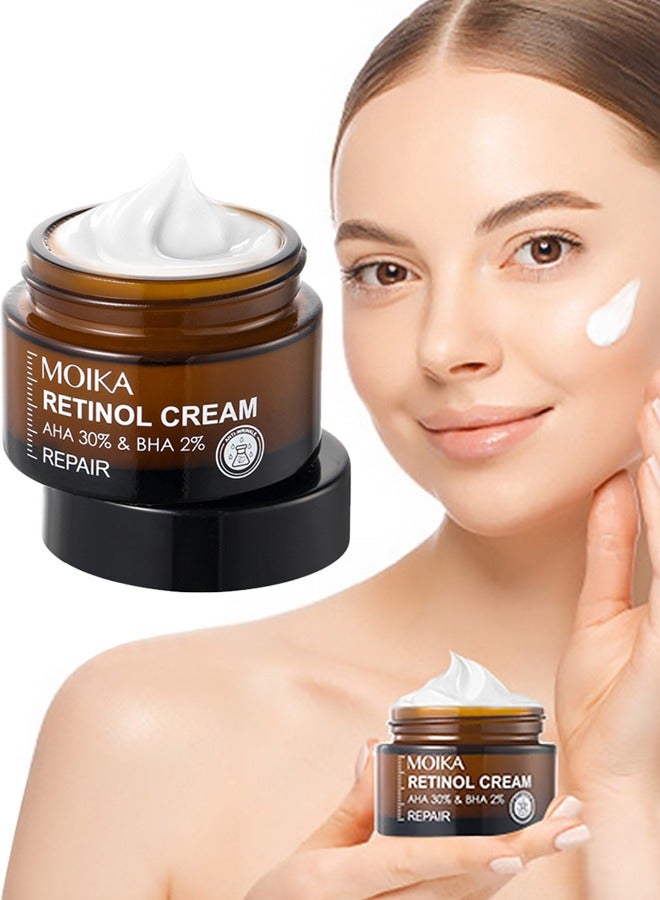 MOIKA RETINOL CREAM AHA 30% & BHA 2%，Anti-Aging Retinol Cream For Skin Renewing And Cure Enlarged Pores 30g