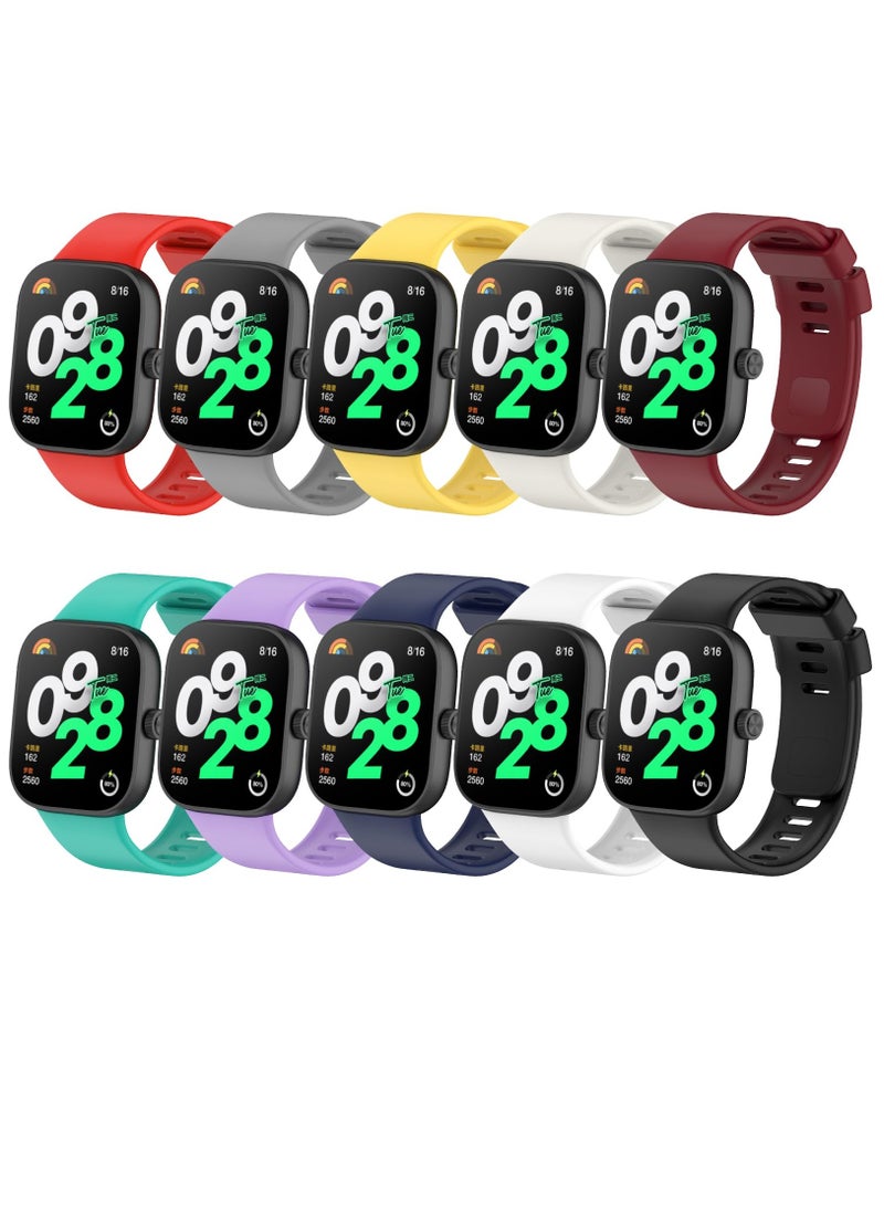 10 Straps Compatible with Redmi Watch 4 Smartwatch Watchband Xiaomi Band 8 Pro Straps Sport, Breathable, Silicone Strap for Redmi Watch 4 & Xiaomi Band 8Pro, Women Straps Men's Bands