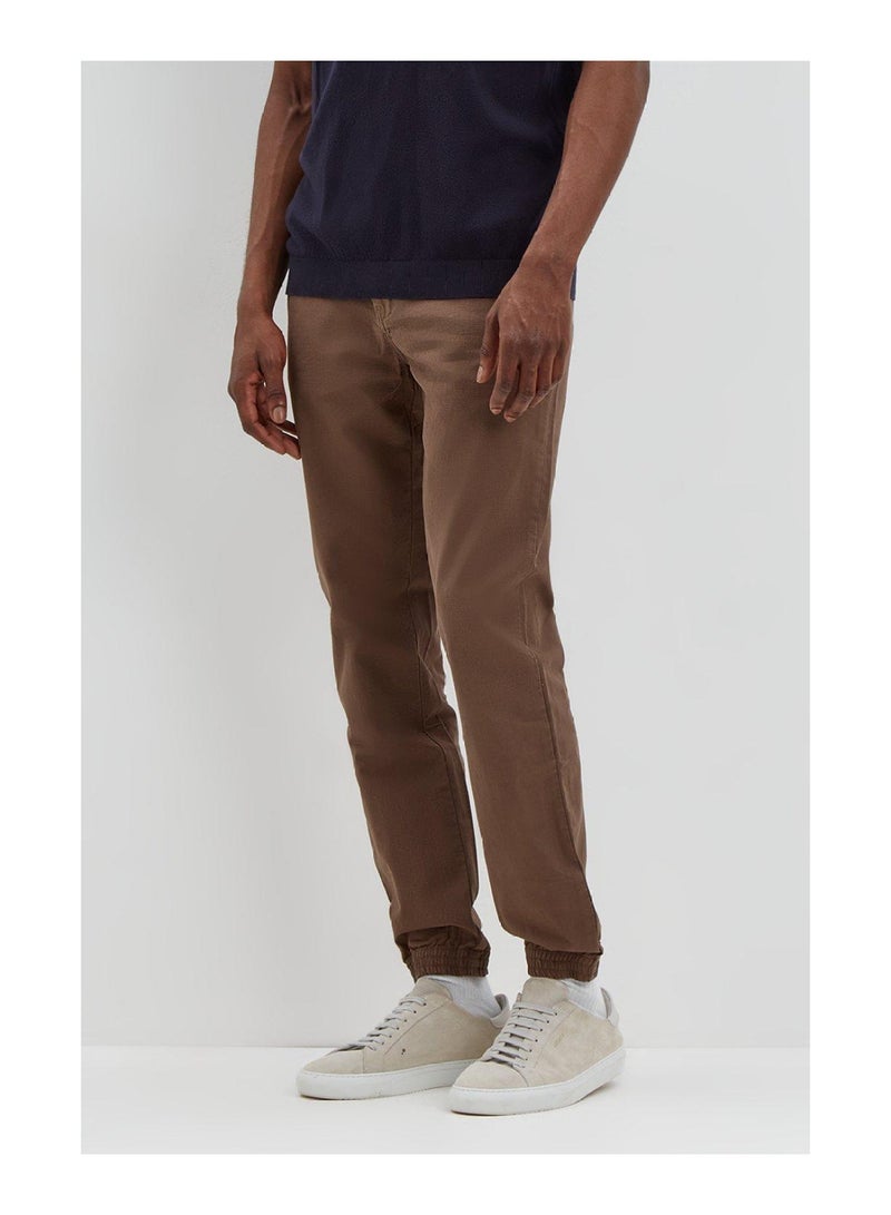 Slim Dark Brown Ripstop Trousers