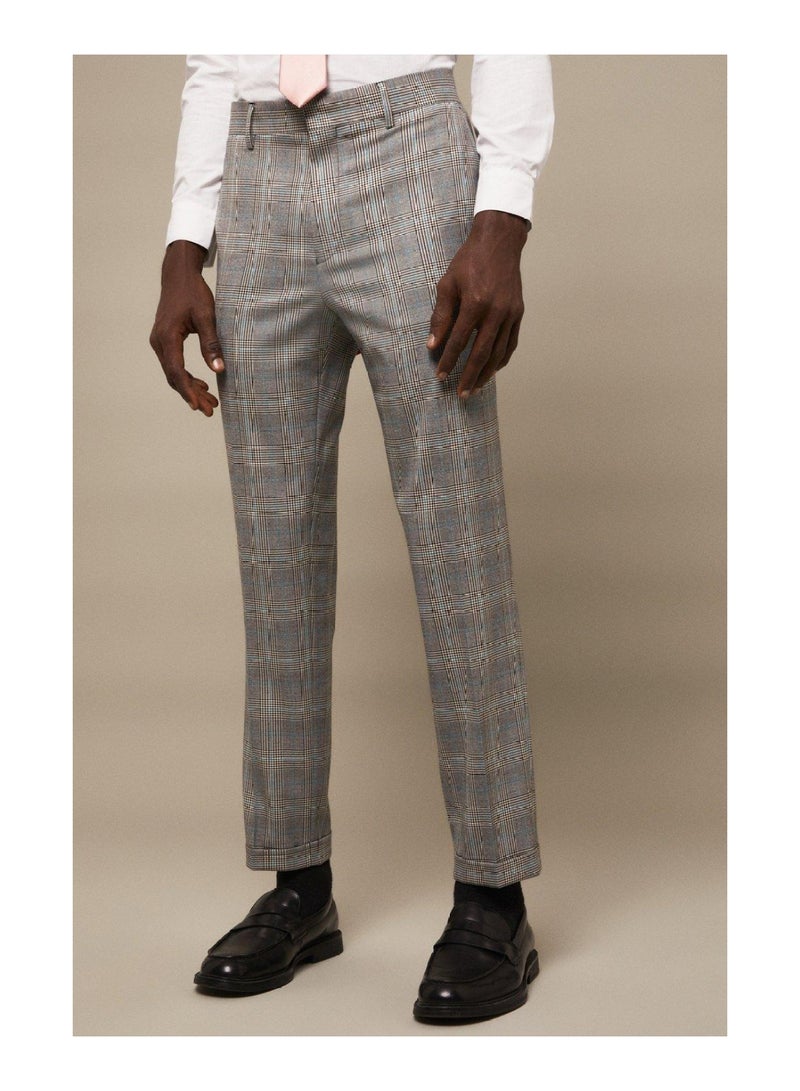Slim Fit Aqua Bold Check Suit Trouser
