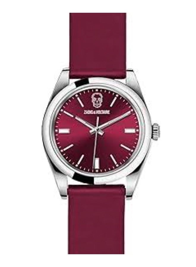 Women Zadig and Voltaire Fuchsia Dial and Fuchsia Satin Strap on leather Bracelet Watch by  - ZVF246