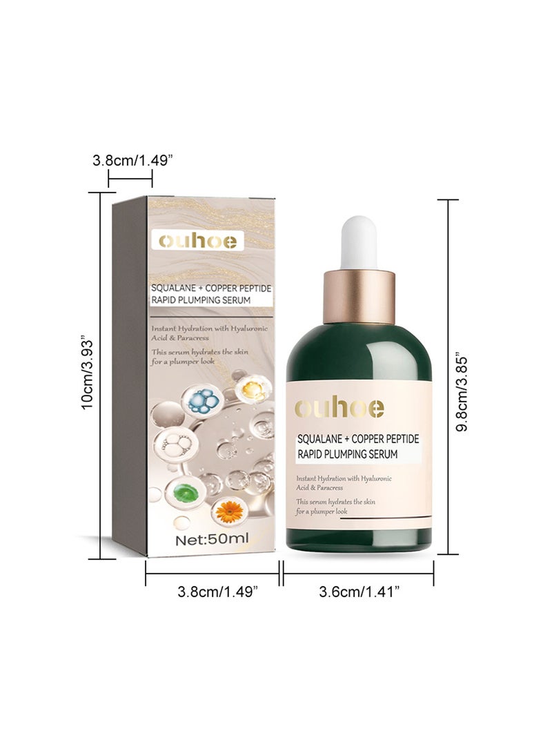 Squalane+Copper Peptide Rapid Plumping Serum,Powerfully Hydrating Face Serum that Instantly Plumps and Firms with Collagen Boosting Copper Peptides, 50ml