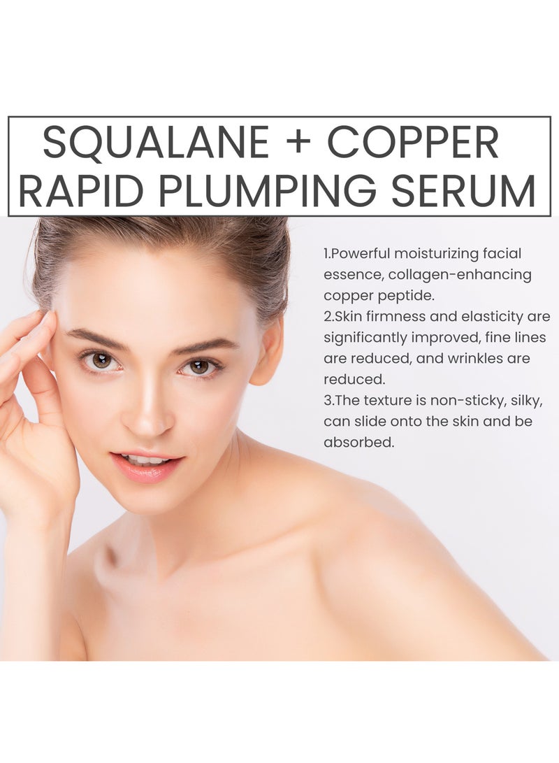 Squalane+Copper Peptide Rapid Plumping Serum,Powerfully Hydrating Face Serum that Instantly Plumps and Firms with Collagen Boosting Copper Peptides, 50ml