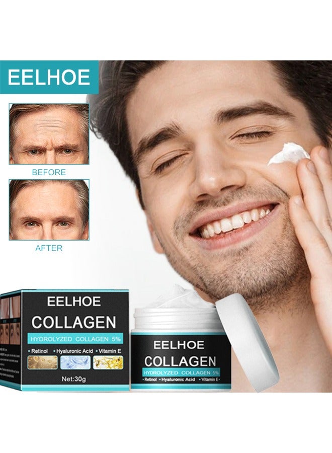Collagen hydrolyzed collagen 5%,Cream For Men 30g,Contains Retinol, Hyaluronic Acid, And Vitamin E，Has Anti Wrinkle Cream, Facial Moisturizing, Anti-Aging And Wrinkle Antioxidant Effects
