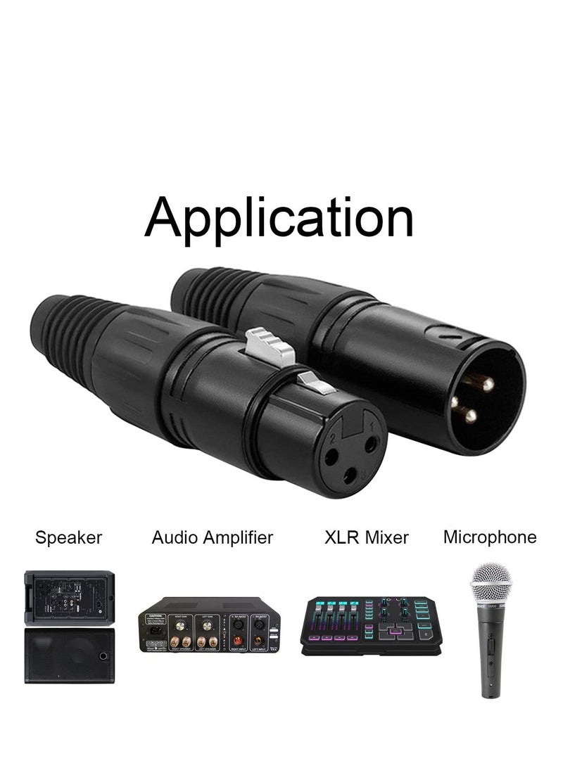 10 PCS XLR Connector, 5 Male and 5 Female XLR Mic Microphone Connector, 3 Pins Ultra-Low Noise Microphone and High Conductivity Audio Socket