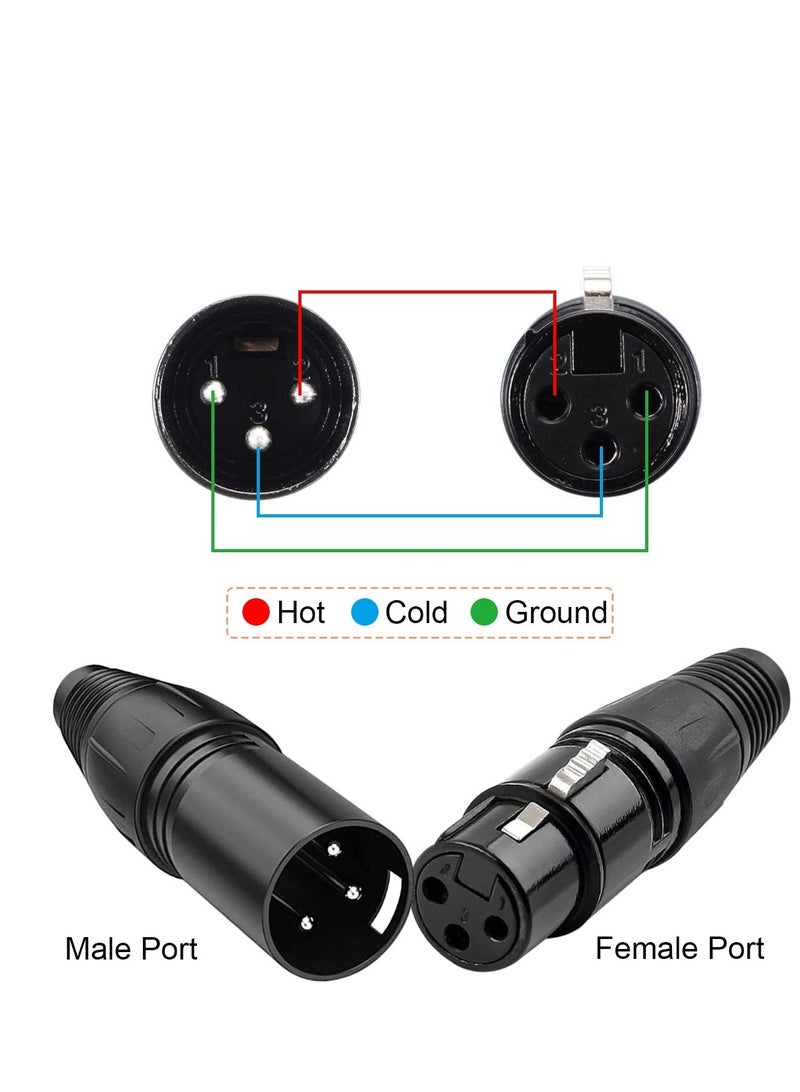 10 PCS XLR Connector, 5 Male and 5 Female XLR Mic Microphone Connector, 3 Pins Ultra-Low Noise Microphone and High Conductivity Audio Socket