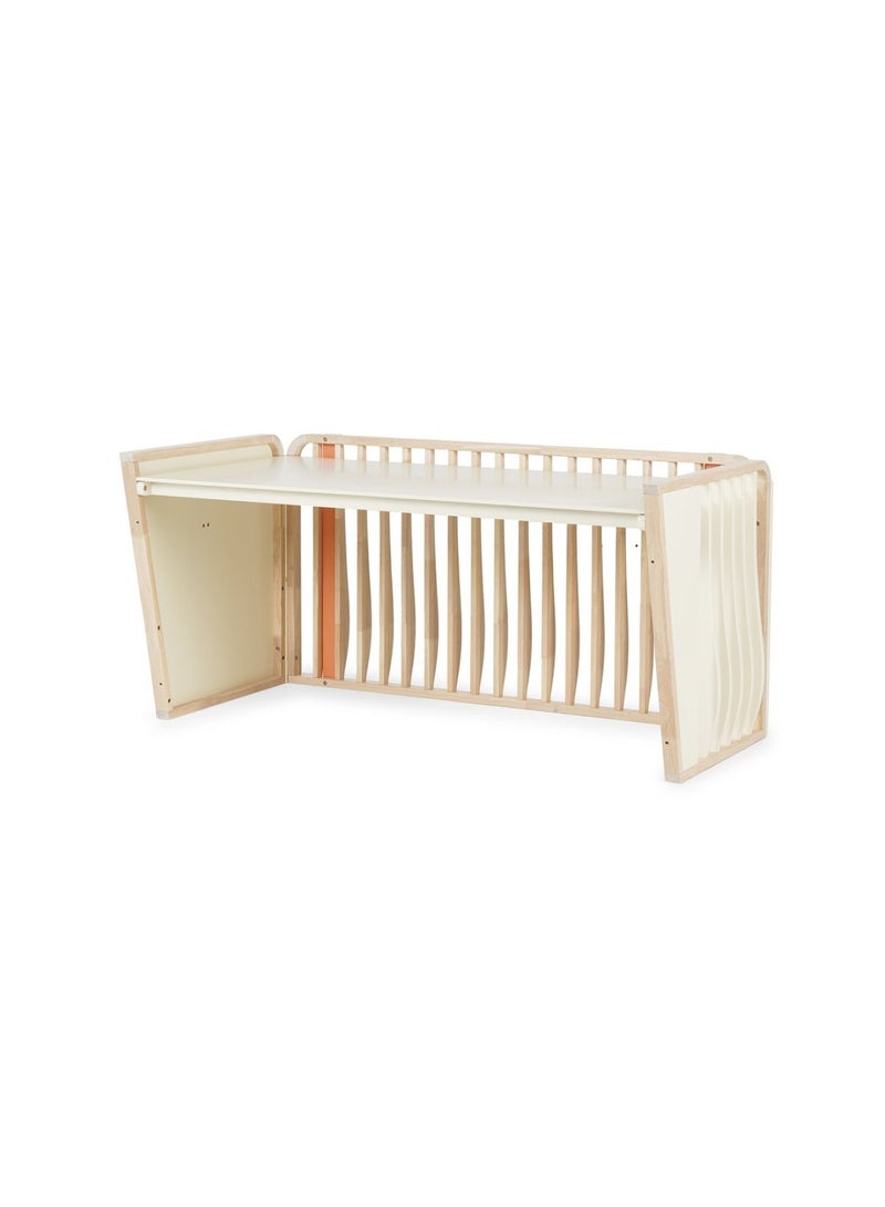 CEDAR-3 in 1 BABY CRIB (CONVERTIBLE TO SOFA BED,WRITING DESK) 70x140cm Solid rubber wood - ORANGE