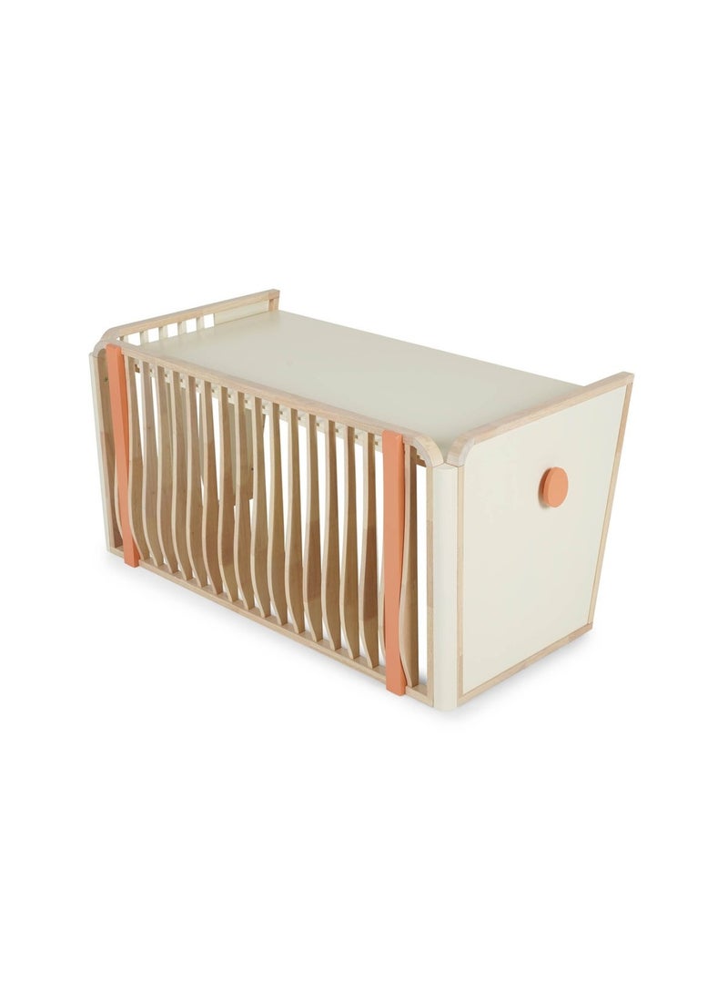 CEDAR-3 in 1 BABY CRIB (CONVERTIBLE TO SOFA BED,WRITING DESK) 70x140cm Solid rubber wood - ORANGE