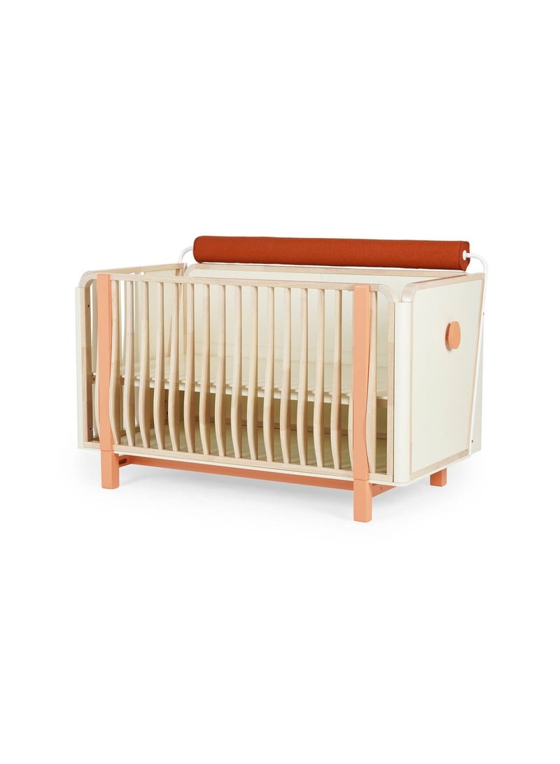 CEDAR-3 in 1 BABY CRIB (CONVERTIBLE TO SOFA BED,WRITING DESK) 70x140cm Solid rubber wood - ORANGE