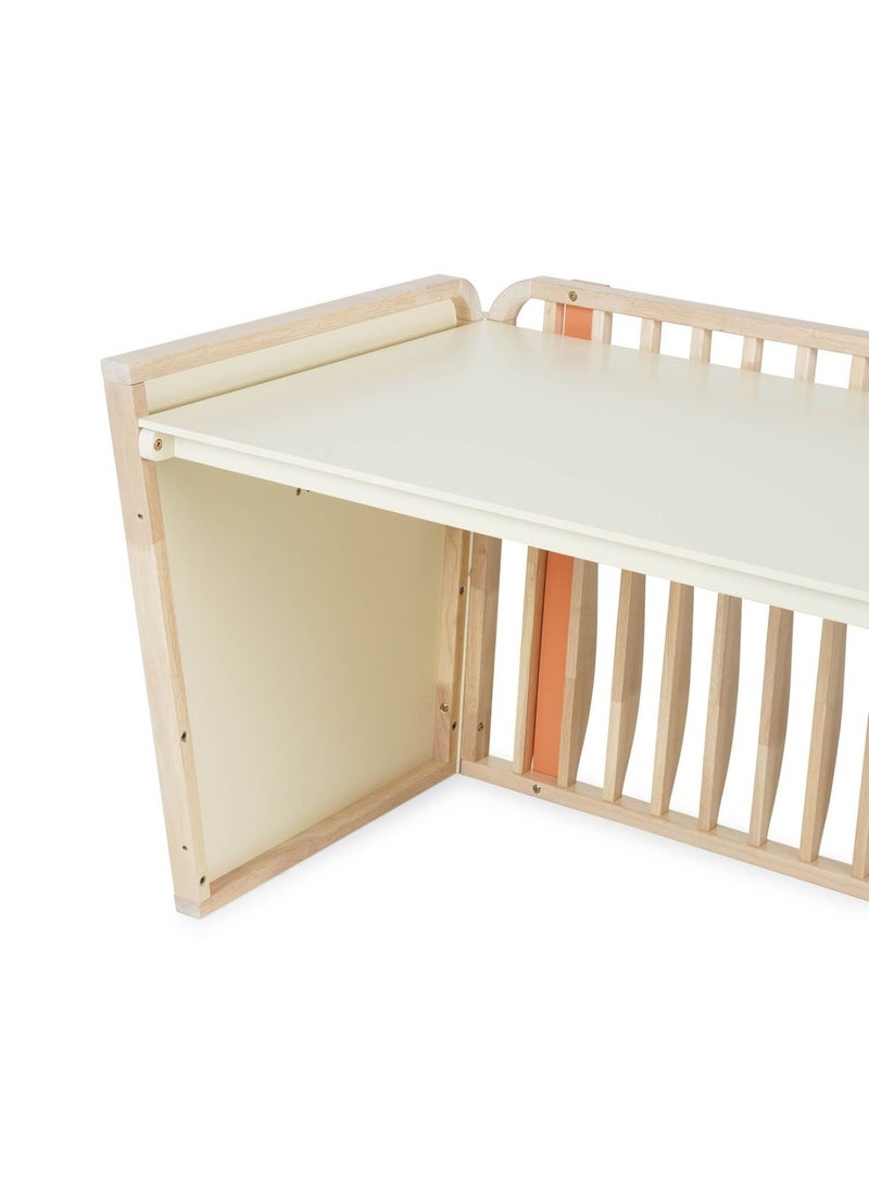 CEDAR-3 in 1 BABY CRIB (CONVERTIBLE TO SOFA BED,WRITING DESK) 70x140cm Solid rubber wood - ORANGE