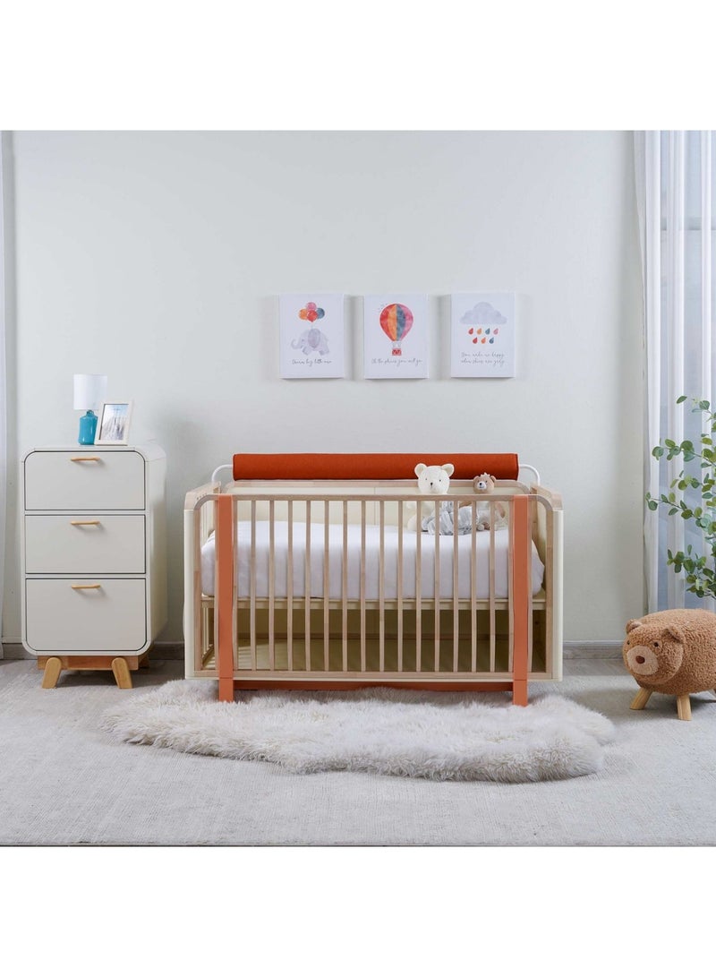CEDAR-3 in 1 BABY CRIB (CONVERTIBLE TO SOFA BED,WRITING DESK) 70x140cm Solid rubber wood - ORANGE