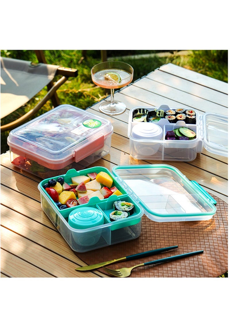 3/4/5 Compartment Convertible 1650Ml Bento Lunch Box With 150Ml Gravy Bowl - Green