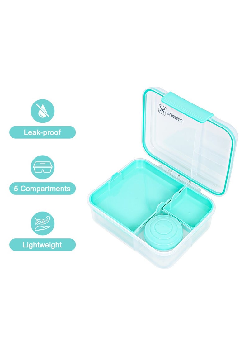 3/4/5 Compartment Convertible 1650Ml Bento Lunch Box With 150Ml Gravy Bowl - Green