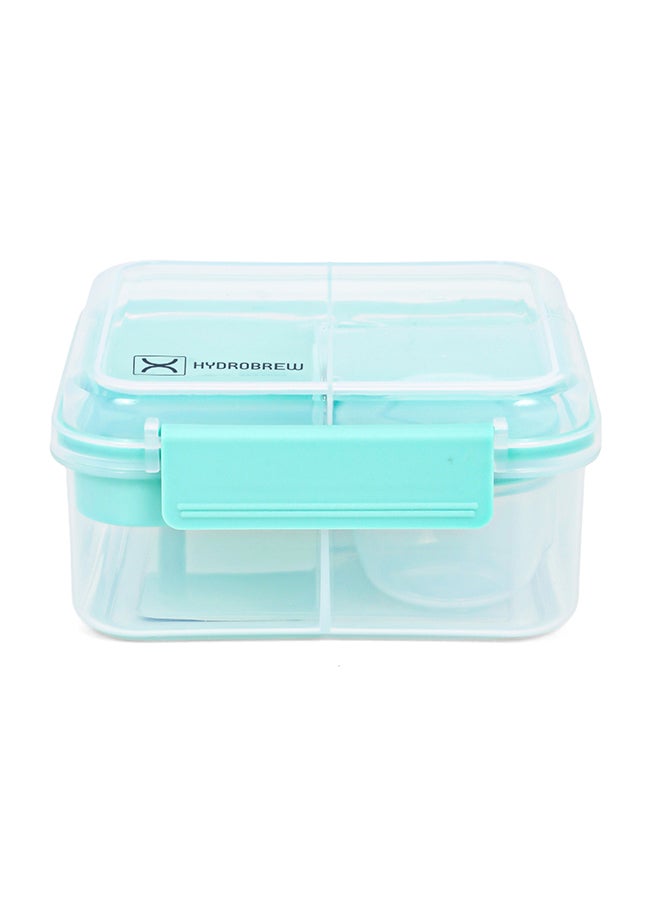 3/4/5 Compartment Convertible 1250Ml Bento Lunch Box With 150Ml Gravy Bowl - Green