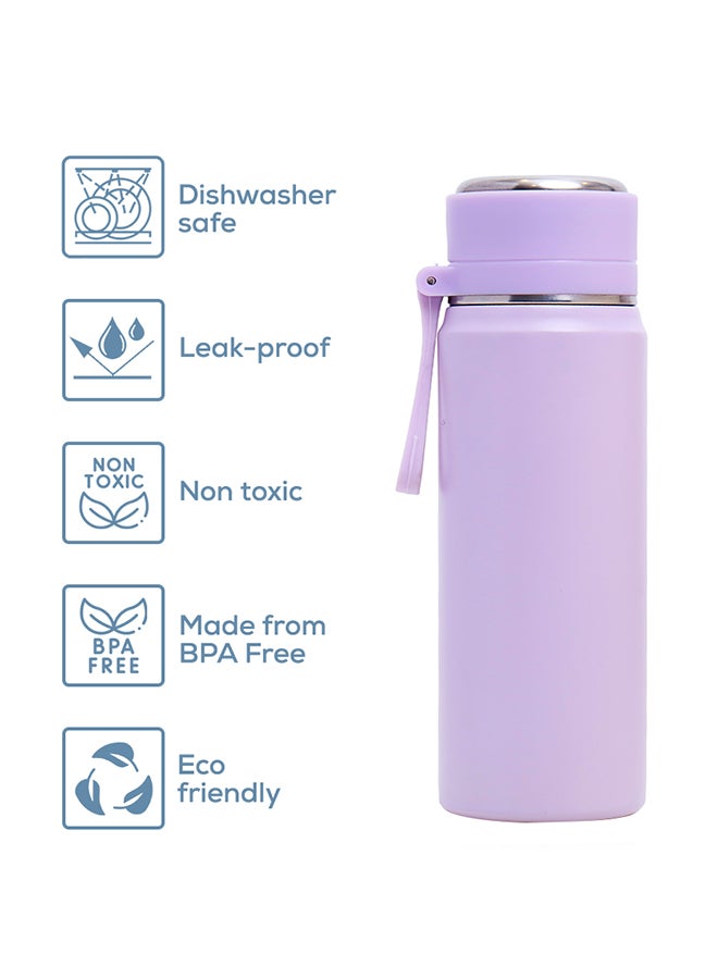 Double Wall Insulated Sports Water Bottle - Purple, 450 Ml