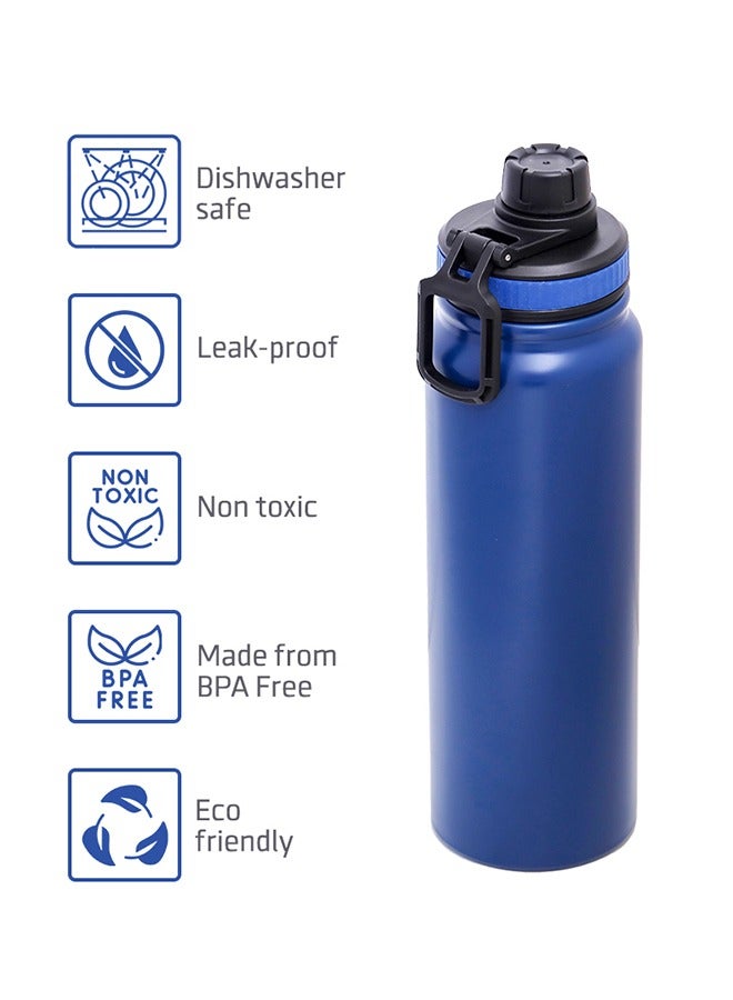 Double Wall Insulated Tracking Water Bottle - Blue, 800 ML