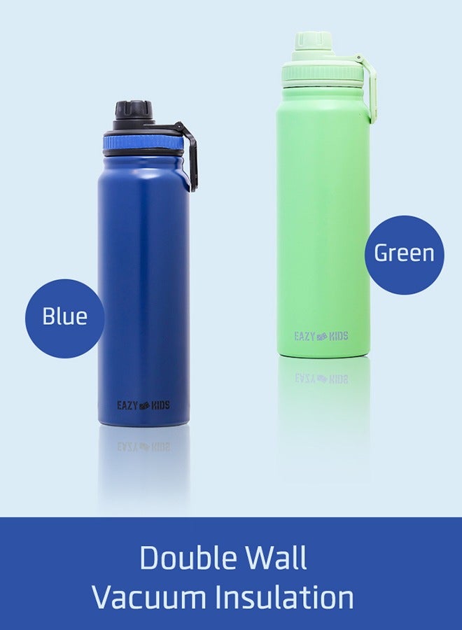 Double Wall Insulated Tracking Water Bottle - Blue, 800 ML