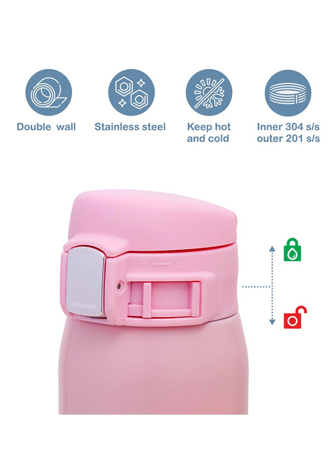 Double Wall Insulated Travel Water Bottle - Pink, 500 ML