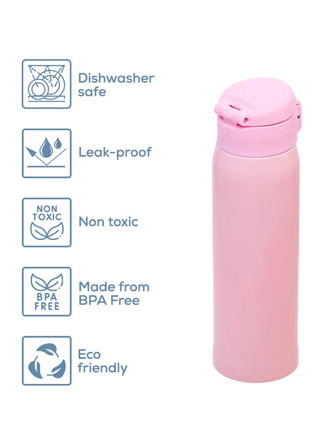 Double Wall Insulated Travel Water Bottle - Pink, 500 ML