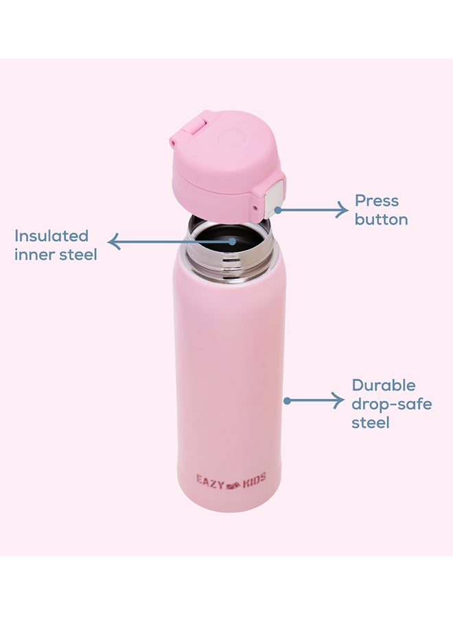 Double Wall Insulated Travel Water Bottle - Pink, 500 ML