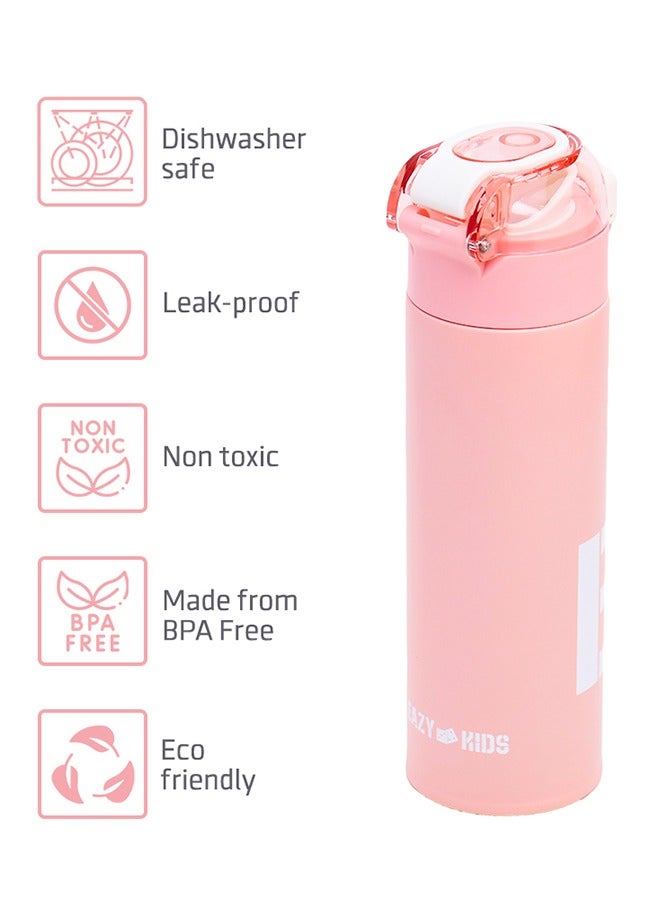 Double Wall Insulated Travel Water Bottle - Pink, 550 ML