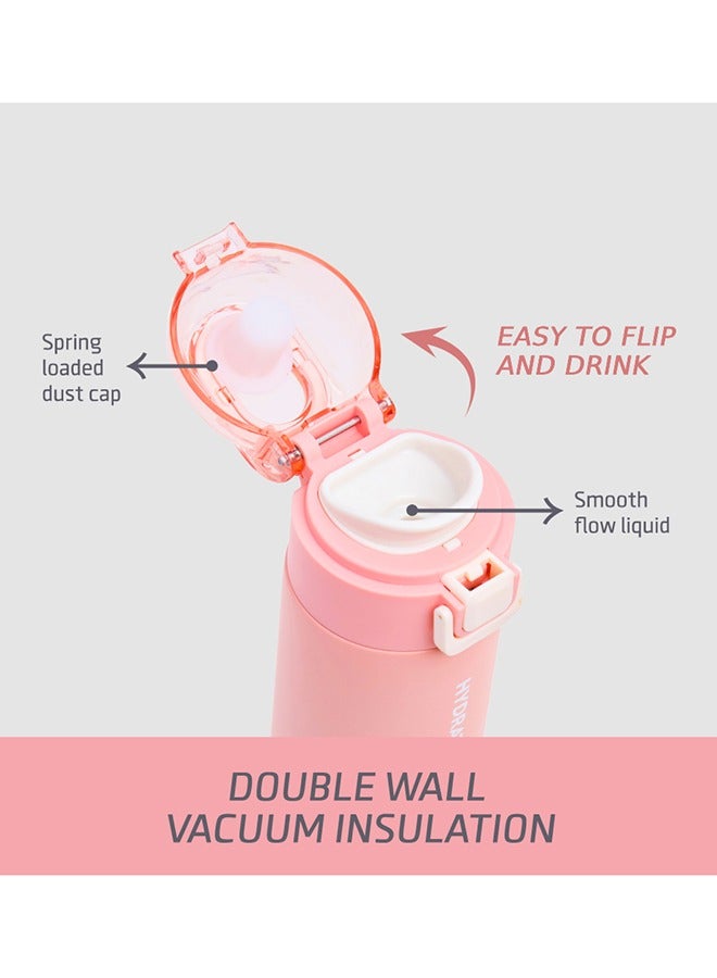 Double Wall Insulated Travel Water Bottle - Pink, 550 ML