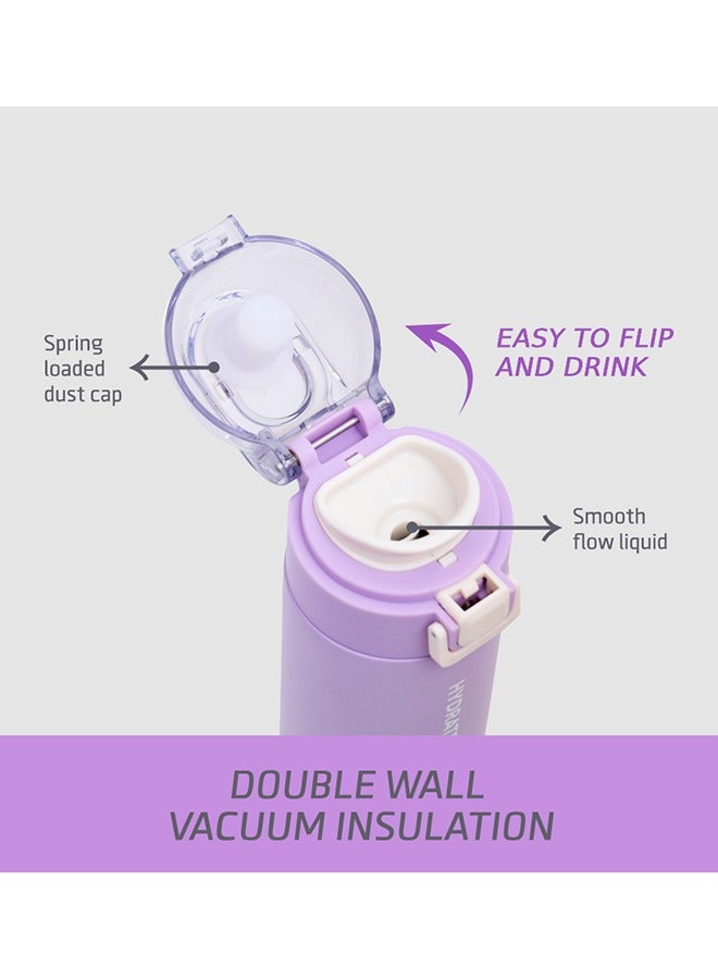 Double Wall Insulated Travel Water Bottle - Purple, 550 ML